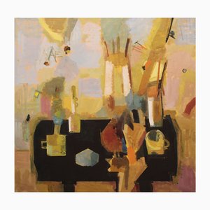 Victor Karnauh, Stillleben auf schwarzem Tisch, Öl auf Leinwand