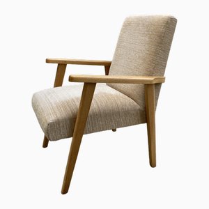 Fauteuil Scandinave en Chêne Blond avec Tissu Chiné