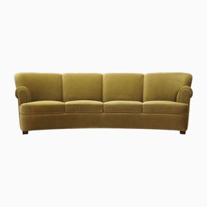 Dänisches Vintage Sofa in Grünem Velours, 1960er