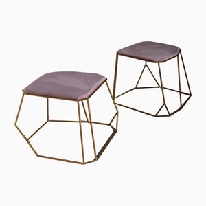 Vintage Poufs aus rosa Samt, 2015, 2er Set