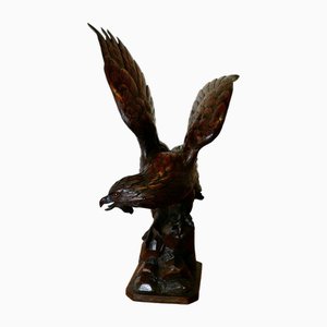 Large Black Forest Carved Eagle, 1800s, Walnut