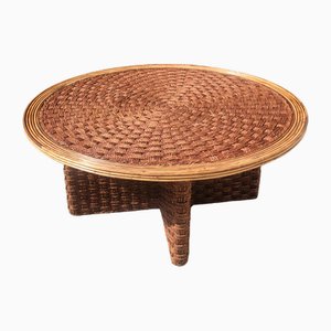 Coffee Table in Braided Rope and Rattan, 1970s