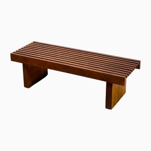 Slatted Wooden Bench or Coffee Table in the style of Charlotte Perriand