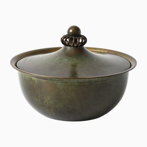 Boîte Art Déco en Bronze Patiné par Just Andersen, 1930s