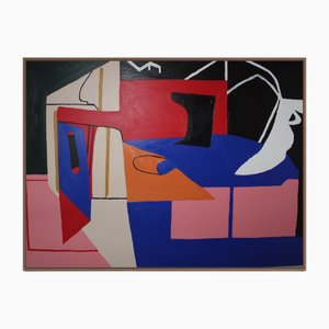 Bodasca, Blaues Geometrisches Abstrakt, Acryl auf Leinwand
