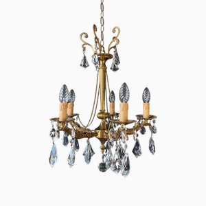 Italienischer Vintage Kronleuchter aus Bronze & Messing, 1950er