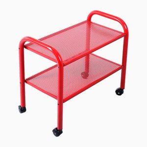 Postmoderner roter Metall Servierwagen von Habitat, 1980er