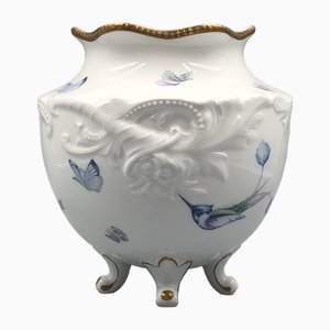 Neo- Rococo Vase on Paw Feet Hummingbird and Butterfly Decoration from Royal Prussian Tettau