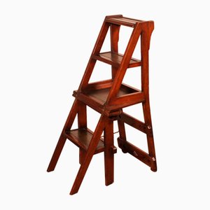 Antique Wooden Library Stepladder