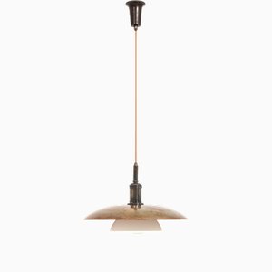 Poul Henningsen zugeschriebene Deckenlampe aus Kupfer & Glas, 1930er