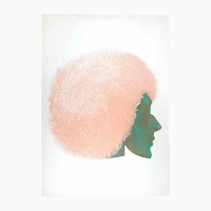 Giacomo Porzano, Profile in Pink and Green, Etching, 1972