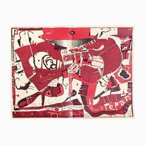 Horst Janssen, Red and Black Artwork, 1960s, Print