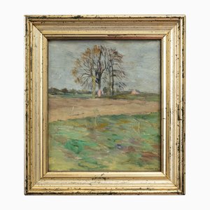 Bernhard Pankok, Meadow with Tree, Oil on Board