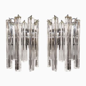 Triedri Wandlampen aus klarem Muranoglas, 2 . Set