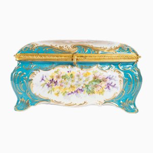 Sèvres Porcelain Box with Gilt Brass Mounting, 19th Century
