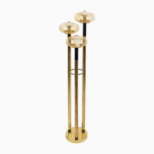 Lampada da terra Mid-Century in ottone e vetro di Murano, anni '70