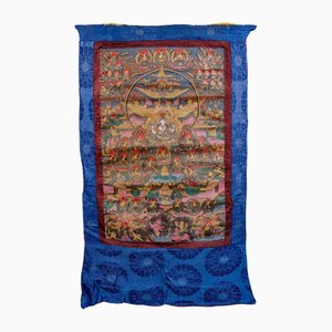 Antique Hand Painted Tanka Tapestry, India