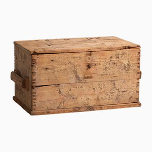 Vintage Washed Wood Trunk, 1920