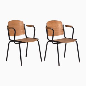 Industrielle Stühle mit Armlehnen, 1950, 2er Set