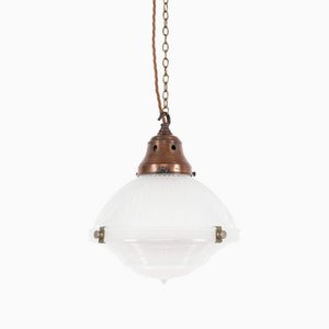 Early 20th Century Three-Part Holophane Pendant Light, 1920s
