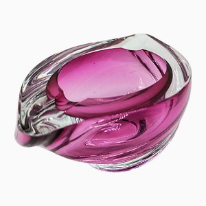 Cenicero grande de cristal de plomo atribuido a Val Saint Lambert, Bélgica, años 60
