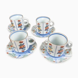 Tasse & Untertasse aus Porzellan von Hasami Yaki, 1950er, 8er Set