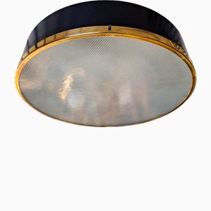 Lampada da soffitto grande in ottone e metallo di Stilnovo, Italia, anni '50