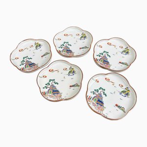 Kozara Porcelain Plates attributed to Shobido Honten & Arita Yaki, 1950s, Set of 5