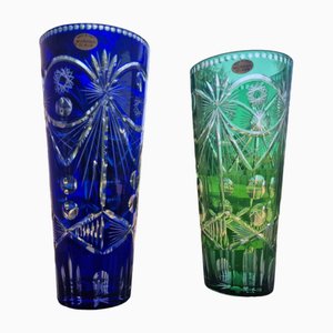 Handgravierte Murano Kristallvasen, 1960er, 2er Set