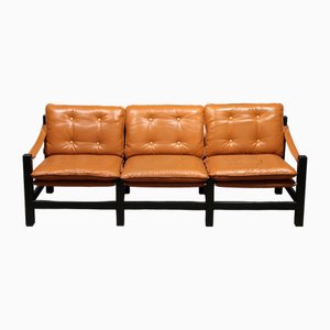 Set of Vintage Three-Seater Sofa in Leather with Coffee Table, 1970