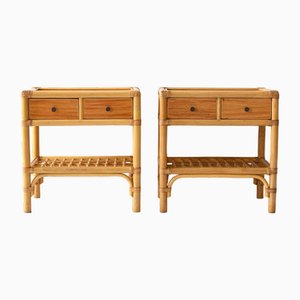 Vintage Bamboo Bedside Tables, 1960s, Set of 2