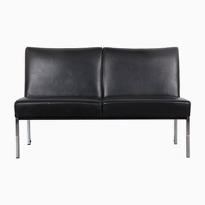 Black Faux Leather and Chrome-Plated Frame Sofa from Wilkhahn, 1970s