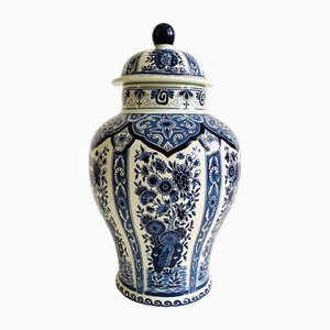 Mid-Century Delft Blue Covered Vase from Boch, 1950s
