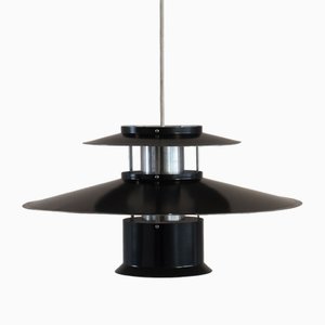 Vintage Danish Black Shell Pendant Lamp