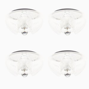 Vintage Large Wave Clear Glass Sconces by Koch & Loewy for Peill & Putzler, Set of 4