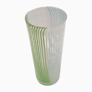 Vintage Green, White and Light Blue Murano Glass Vase attributed to Dino Martens, 1950s