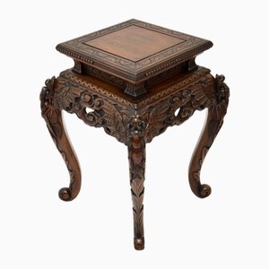 Antique Oriental Carved Wood Side Table, 1890