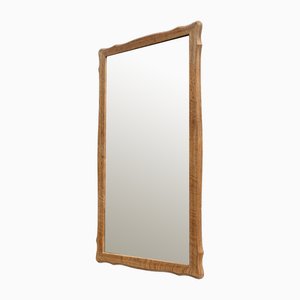 Vintage Danish Wall Mirror with Sculptural Oak Frame, 1960s