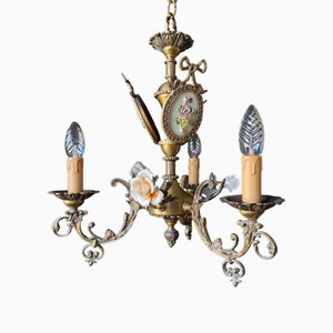 Italian Chandelier with Capodimonte Ceramic, 1920s