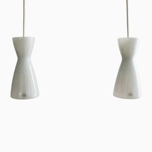 Lampade a sospensione Diabolo di Peter Svarrer per Holmegaard, Danimarca, anni '70, set di 2