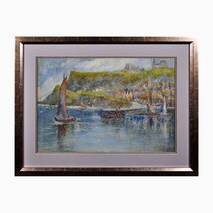 George Scarth French, Tate Hill Pier, Whitby, 1930, Watercolour, Framed