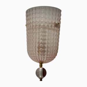 Applique Murale en Verre de Murano Rose et Laiton, 2000