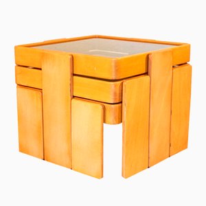 Wood and Glass Coffee Tables by Gianfranco Frattini for Cassina, 1960s, Set of 3