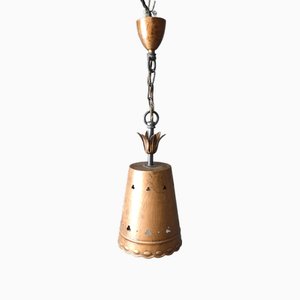 Brutalist Pendant Light in Copper, 1970s