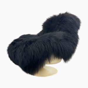 Silla giratoria Star Maidens vintage de piel de oveja de Lurashell, 1971