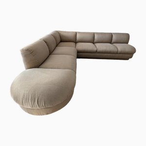 Sofá esquinero curvilíneo posmoderno vintage grande, EE. UU., Años 80