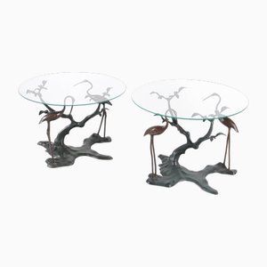 Mesas auxiliares de latón, años 70. Juego de 2