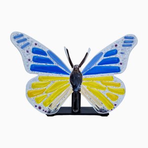 Marijke & Joop Berendsen, Schmetterling, Blau und Gelb, 2024, Glas