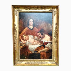 Henri De Caisme, Maternity to the Angel, 19th Century, Oil on Canvas