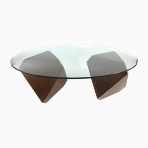 Table de Salle à Manger Hal Twin Piédestal avec Plateau en Verre Ovale par William Earles